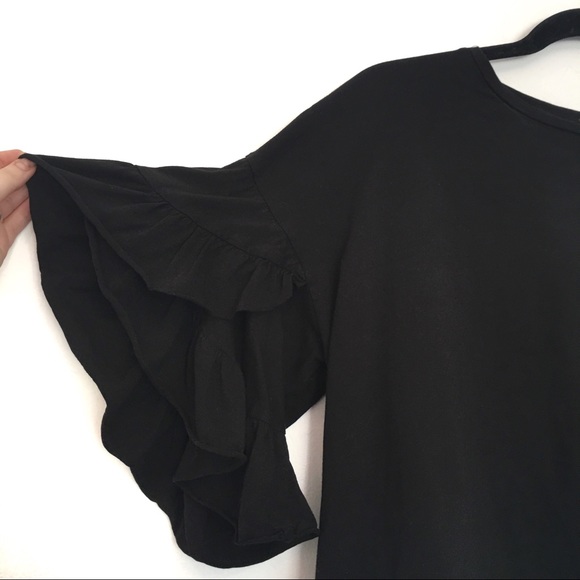 [ZARA] Crew neck wide ruffle sleeves T-shirt top - Picture 2 of 4